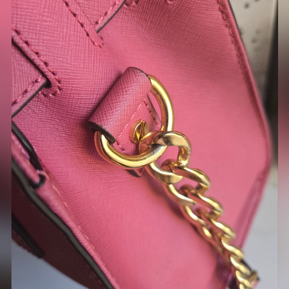 Michael Kors Leather Deep Red Mauve Hamilton Satchel Bag With The Strap EUC - Picture 8 of 15